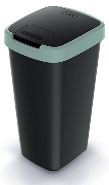Odpadkový koš s barevným víkem, 25 l, zelená / černá