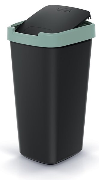 Odpadkový koš s barevným víkem, 25 l, zelená / černá