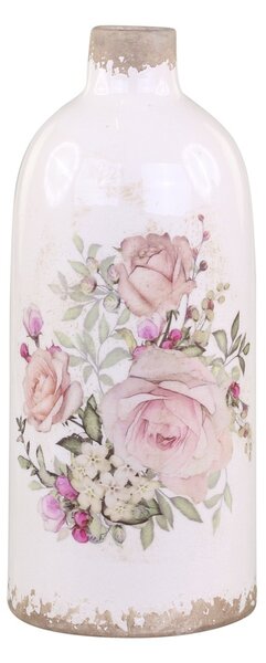 Keramická dekorační váza s růžemi Rose pattern M - Ø 11*26cm