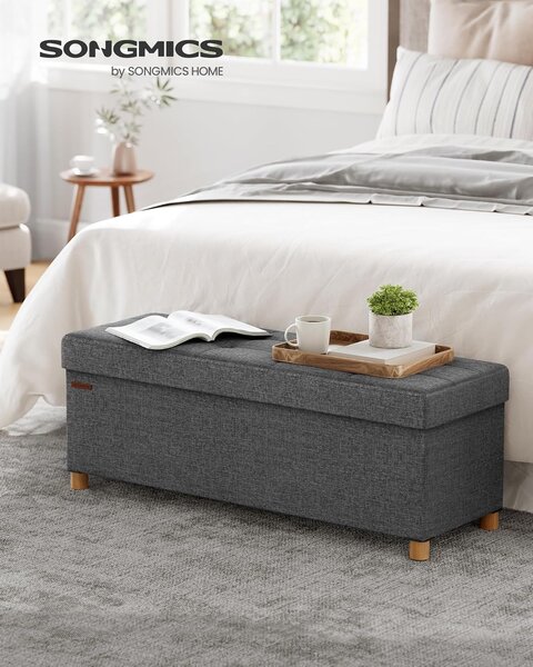 SONGMICS Taburet s úložným prostorem 110 x 40 x 38 cm šedá