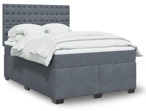 Box spring postel s matrací tmavě šedý 140 x 190 cm samet 3290919