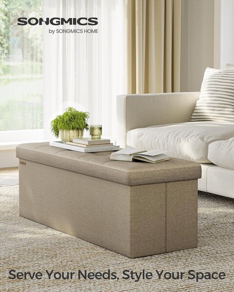 SONGMICS Taburet s úložným prostorem 110 x 38 x 38 cm béžová
