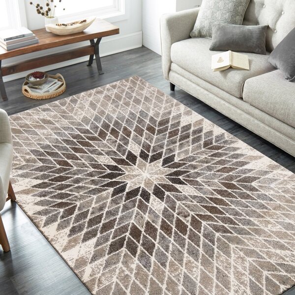 Originální vzorovaný koberec béžové barvy Šířka: 80 cm | Délka: 150 cm