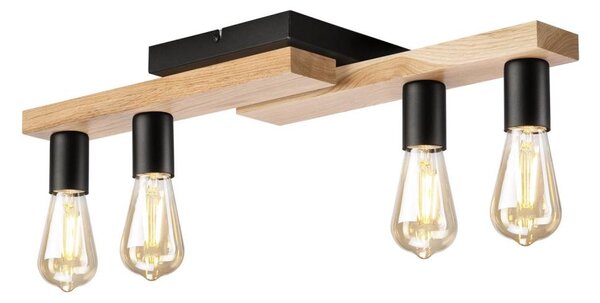 Přisazený lustr MATTE 4xE27/15W/230V černá/dub