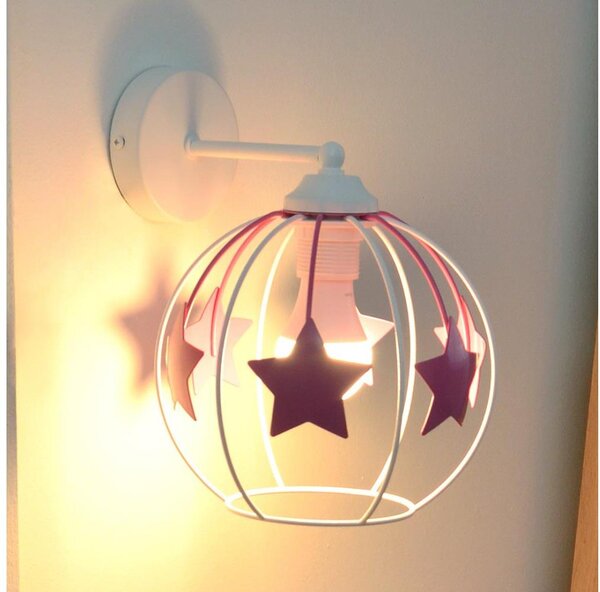 Dětská nástěnná lampa STARS 1xE27/15W/230V růžová/bílá