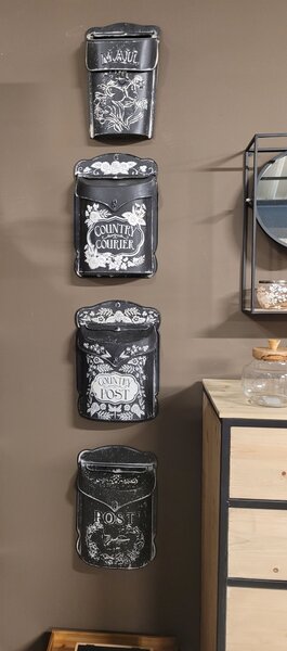 Černá antik poštovní retro schránka s ptáčkem - 26*8*39 cm - Clayre & Eef