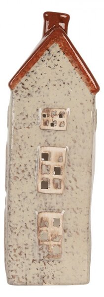 Béžový keramický domek na čajovou svíčku Lamont - 12*8*24 cm - Clayre & Eef