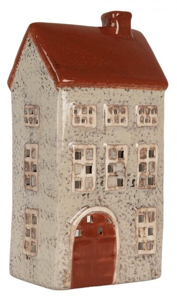 Béžový keramický domek na čajovou svíčku Lamont - 12*8*24 cm - Clayre & Eef