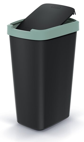 Odpadkový koš s barevným víkem, 45 l, zelená / černá