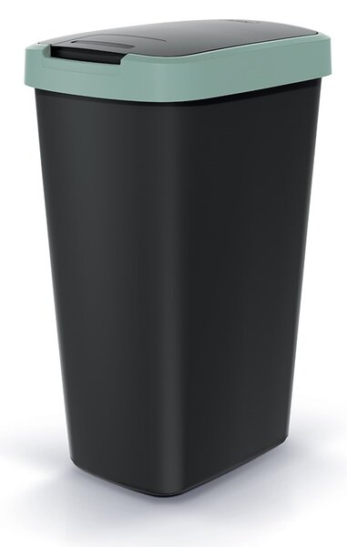 Odpadkový koš s barevným víkem, 45 l, zelená / černá