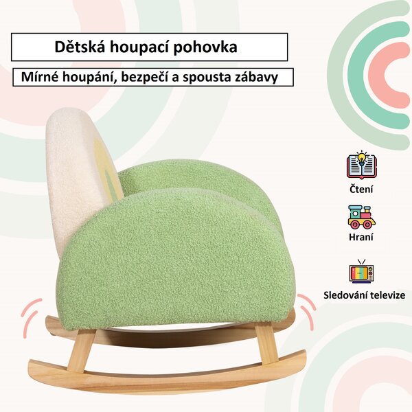 Dětské křeslo houpací, béžovo-zelené 310-056GN