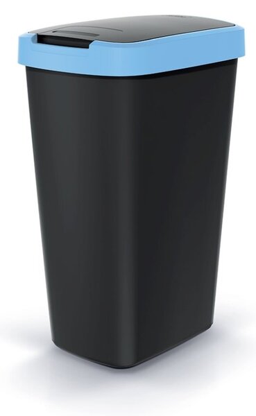 Odpadkový koš s barevným víkem, 45 l, modrá / černá