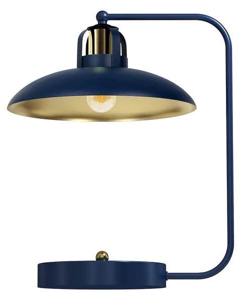 Stolní lampa Felix, 1x zlaté/tmavě modré kovové stínítko, db/g