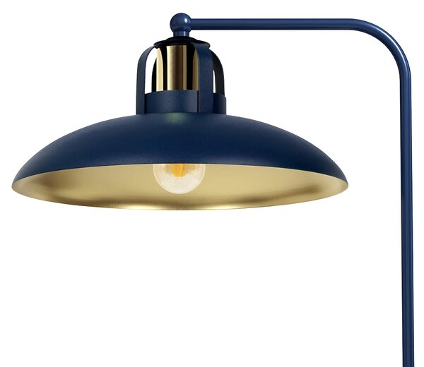 Stolní lampa Felix, 1x zlaté/tmavě modré kovové stínítko, db/g
