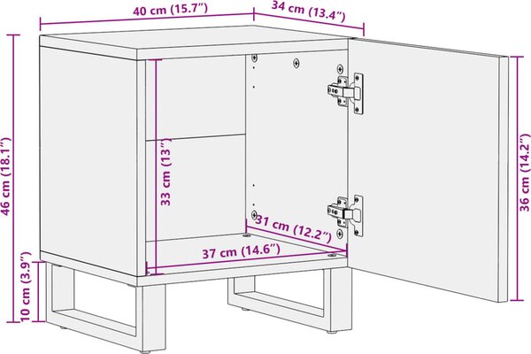 VidaXL Noční stolky 2 ks 40 x 34 x 46 cm masivní mangovníkové dřevo [377421]