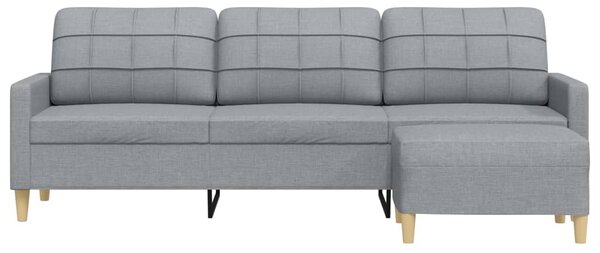 3místná pohovka s podnožkou světle šedá 210 cm textil 3278249