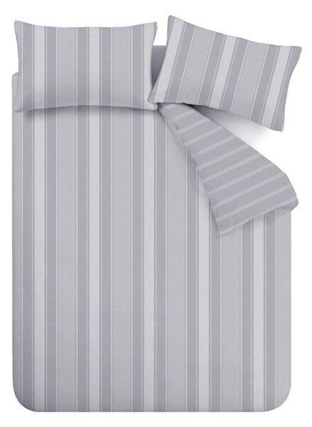 Šedé flanelové povlečení na jednolůžko 135x200 cm Ticking Stripe – Bianca