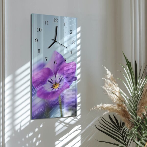 Skleněné hodiny vertikální Květ zsppc-30x60-00173723