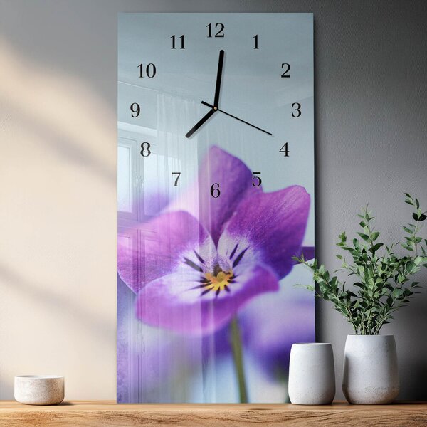 Skleněné hodiny vertikální Květ zsppc-30x60-00173723