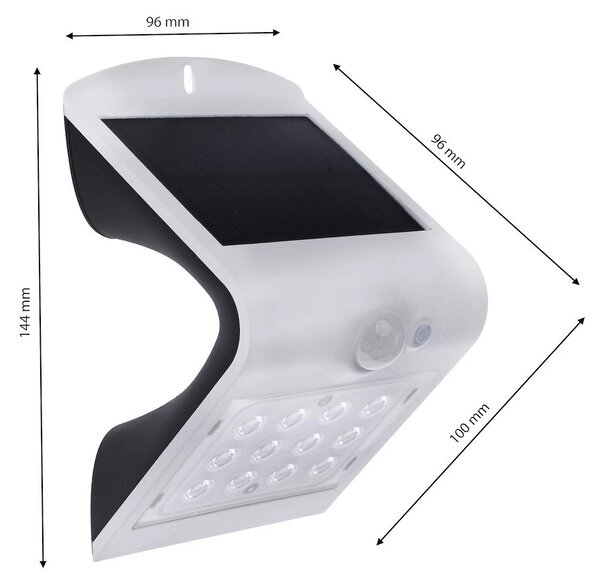 Exteriérové ​​solární nástěnné LED svítidlo Butterfly, 1x LED 1,5w, bílá, pohybový senzor