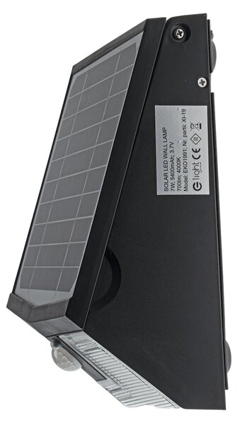 Exteriérové ​​solární nástěnné LED svítidlo Solar, 1x LED 7w, černá, pohybový senzor