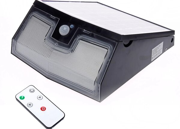 Exteriérové ​​solární nástěnné LED svítidlo Solar, 1x LED 15w, černá, pohybový senzor, ovladač