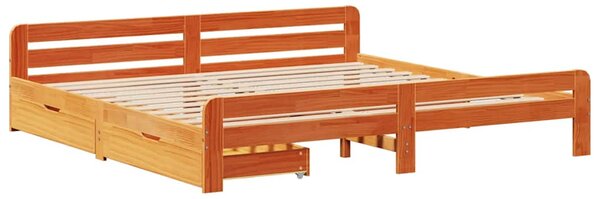Postel bez matrace voskově hnědá 200 x 200 cm masivní borovice 3309028