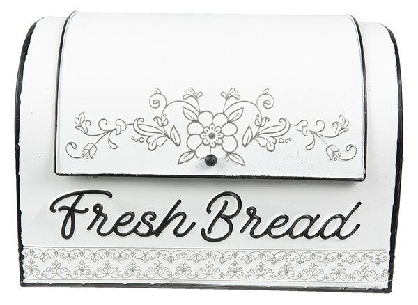 Bílý plechový retro chlebník Fresh Bread - 30*20*20 cm