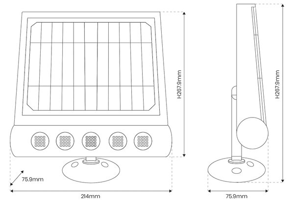 Exteriérové ​​solární LED svítidlo Talent, 4x LED 8w, černá, pohybový senzor
