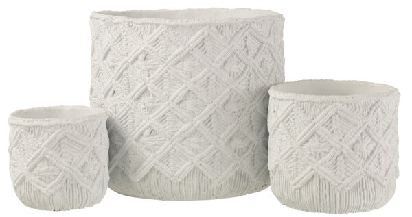 Bílý cementový květináč s drhaným vzorem Scrubb - Ø33*30 cm - J-Line by Jolipa