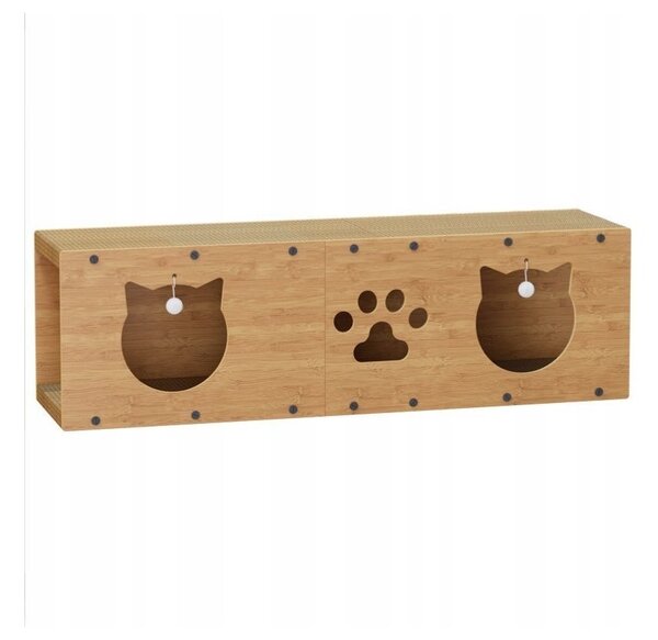 Škrábadlo pro kočky KOT20, domeček s hračkou 100x29x30cm