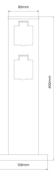 Elektrický zahradní sloupek Electric, nerezová ocel, 2 zásuvky, černá, (40 cm)