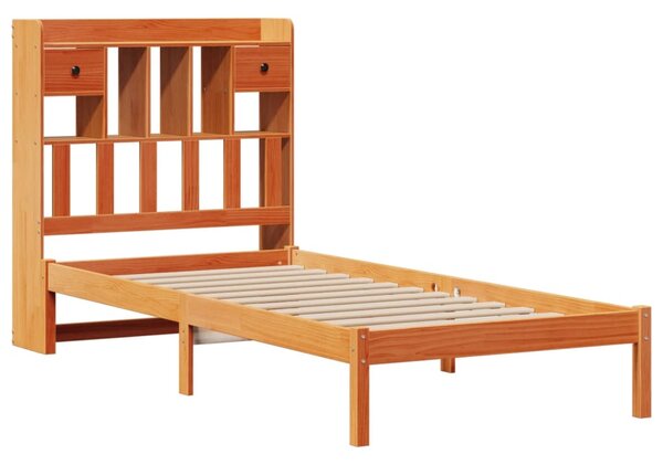Postel s knihovnou bez matrace hnědá 75x190 cm masivní borovice 3321636