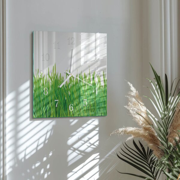 Skleněné hodiny Tráva zskb-30x30-00083767