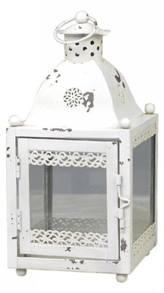 Krémová antik kovová lucerna Lasien - 11*11*24cm