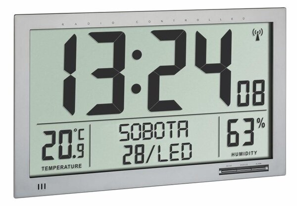 Nástěnné DCF hodiny TFA 60.4517.54 s teploměrem a vlhkoměrem - velikost XL