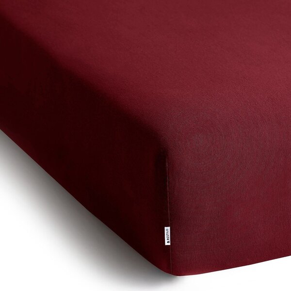 Vínové napínací prostěradlo jersey 90x200 cm Amber – Restilo