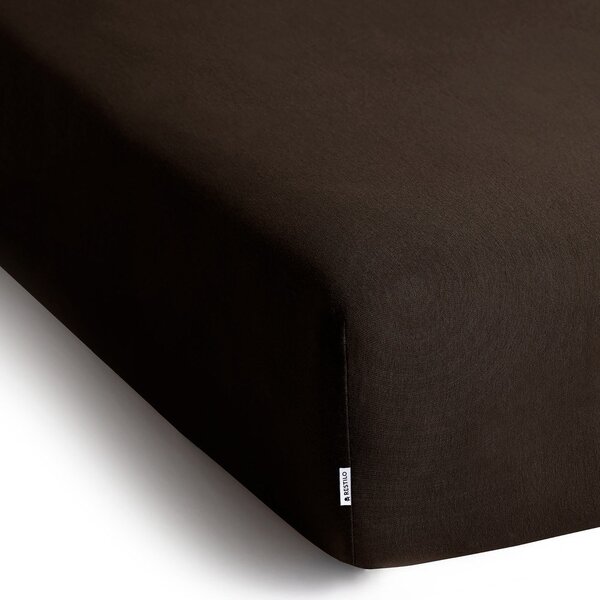 Tmavě hnědé napínací prostěradlo jersey 140x200 cm Amber – Restilo