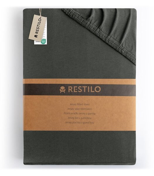 Tmavě šedé napínací prostěradlo jersey 90x200 cm Amber – Restilo