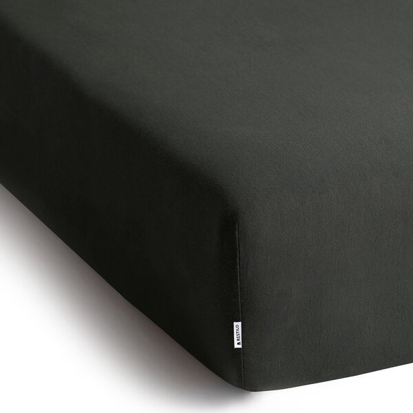 Tmavě šedé napínací prostěradlo jersey 90x200 cm Amber – Restilo