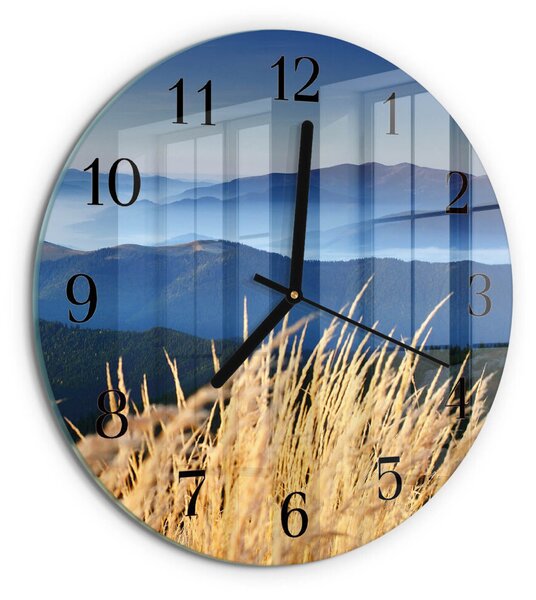 Skleněné nástěnné hodiny Hory Tráva zsoc-fi30-00172096