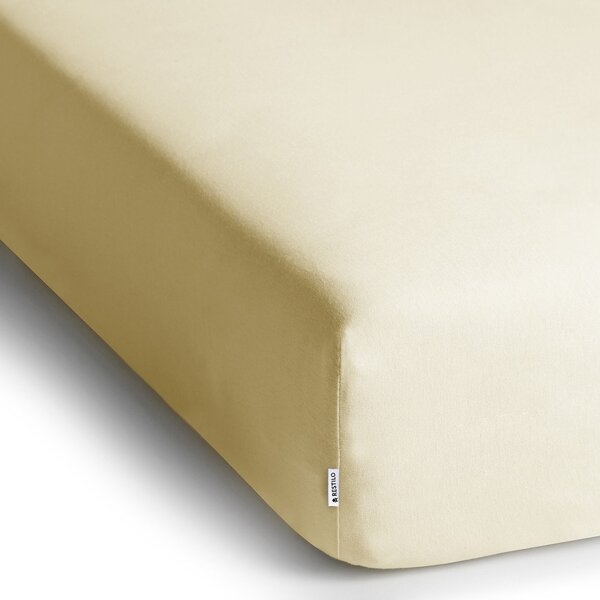 Krémové napínací prostěradlo jersey 160x200 cm Amber – Restilo