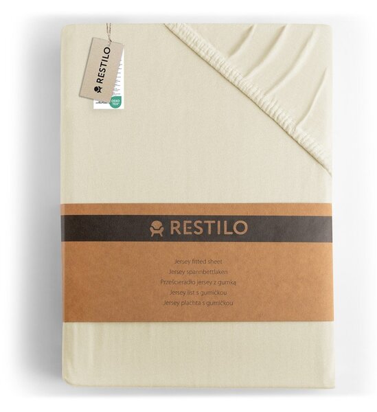 Béžové napínací prostěradlo jersey 200x200 cm Amber – Restilo