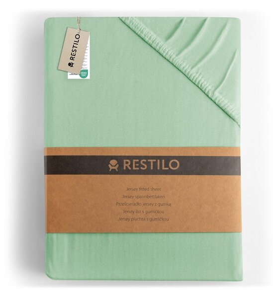 Světle zelené napínací prostěradlo jersey 90x200 cm Amber – Restilo