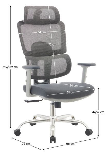 Ergonomická kancelářská židle DYNAMIC - šedá síťovina / nosnost 150 kg