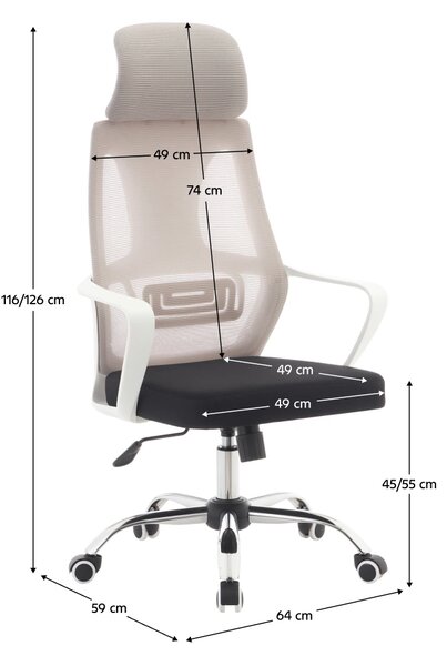 Ergonomická kancelářská židle PULSE - šedá síťovina / černá látka
