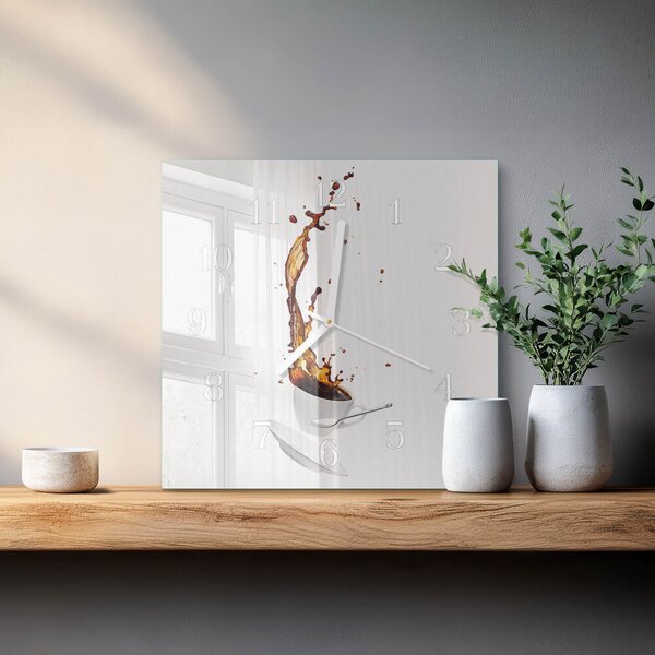 Skleněné hodiny Káva zskb-30x30-00058712