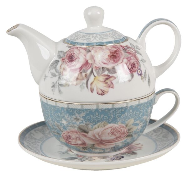 Porcelánový Tea for one Peony Rosé - 16*10*14 cm / 400 ml / 250 ml - Clayre & Eef