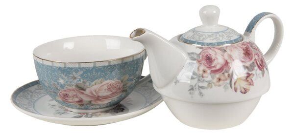 Porcelánový Tea for one Peony Rosé - 16*10*14 cm / 400 ml / 250 ml - Clayre & Eef