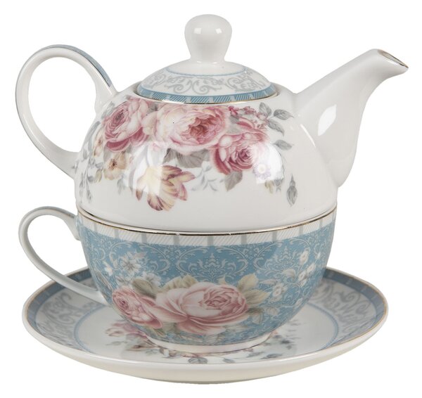 Porcelánový Tea for one Peony Rosé - 16*10*14 cm / 400 ml / 250 ml - Clayre & Eef